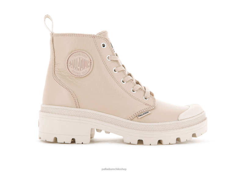botas caqui claro 48PB277 Palladium cuero palabase mujer