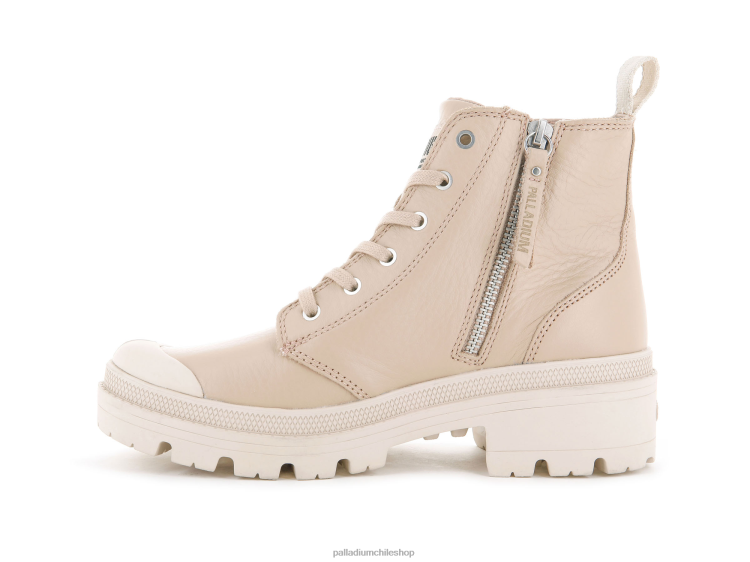 botas caqui claro 48PB277 Palladium cuero palabase mujer