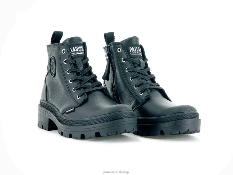 botas negro 48PB233 Palladium cuero palabase mujer