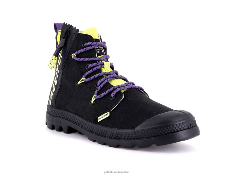 botas negro/lima salvaje 48PB41 Palladium pampa lite encaje unisexo