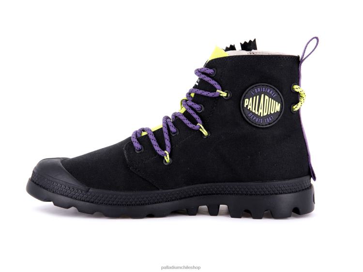 botas negro/lima salvaje 48PB41 Palladium pampa lite encaje unisexo
