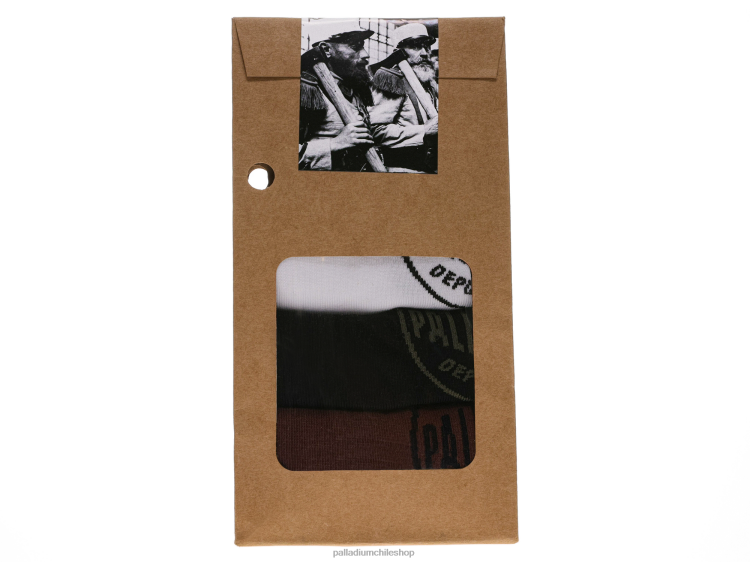 medias negro/blanco/granate 48PB338 Palladium paquete de calcetines angulares unisexo
